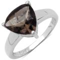 Sterling Silver Trillion-cut Smokey Topaz Ring (2 1/4ct TGW)