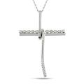 14k White Gold 1/5ct TDW Diamond Cross Necklace (G-H, SI2)