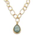 ELYA Designs Goldtone Large Link Green Resin Necklace