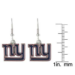 Silvertone New York Giants Dangle Earrings