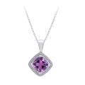 Sterling Silver 0.05ct TDW Diamond and Amethyst Necklace (G-H, I2-I3)