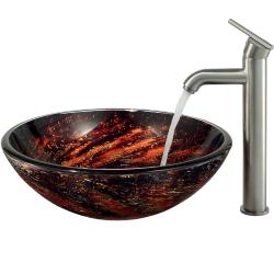 Northern Lights Brown Brushed Nickel Vessel Sink Faucet