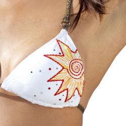 1 Sol Women's 2-piece Triangle Top Embroidered Starburst Bikini