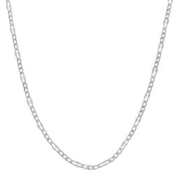 14k White Gold 16-inch Fancy Figaro Link Chain