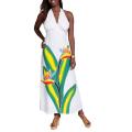 White Birds of Paradise Floral Halter-Top Dress (Indonesia)