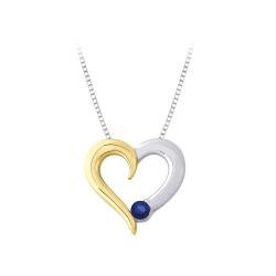 10k Two-tone Gold 0.14ct TGW Sapphire Heart Necklace