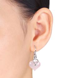 Sterling Silver Chalcedony and Diamond Accent Earrings (10 3/5ct TGW)