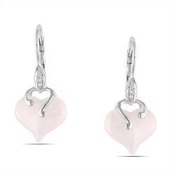 Sterling Silver Chalcedony and Diamond Accent Earrings (10 3/5ct TGW)