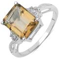 Sterling Silver Champagne Quartz and White Topaz 3.09ct TGW Ring