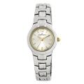 Anne Klein Round Dial Silvertone Metal Bracelet Watch with Goldtone Accents