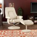 Renwick 360-degree Taupe Leather Recliner and Ottoman
