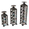 Black Noir Fusion Metal Pillar Candle Holders (Set of 3)