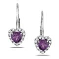 10k Gold 1 1/5ct TGW Created Alexandrite and 1/6ct TDW Diamond Earrings