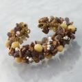 Goldtone Earthy Brown Beauty Tiger's Eye Mesh Cuff Bracelet (Thailand)