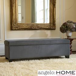 angelo:HOME Kent Antique Silver Gray Wall Hugger Trunk Storage Ottoman