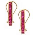 14k Yellow Gold Thai Rubies Clip Earrings