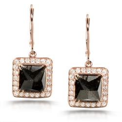 14k Gold 7 1/4ct TDW Certified Black and White Diamond Earrings (H-I, I2)