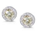 14k Gold 1 1/5ct TDW Certified Yellow and White Diamond Earrings (FY, VS2)