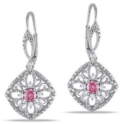 Miadora 10k Gold 1/2ct TDW Pink and White Diamond Earrings (G-H, I2-I3)