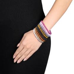 Multi-colored FW Pearl 10-piece Elastic Bracelet Set (5-6 mm)