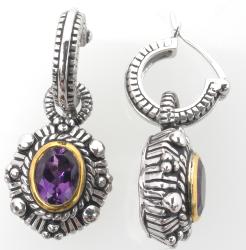 Oro Leoni Sterling Silver and Gold Amethyst Earrings
