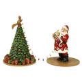 Santa Lighting Christmas Tree Figurine (Set of 2)