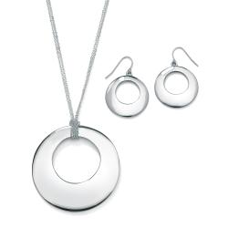 Toscana Collection Silvertone Open-Circle Necklace and Earring Set