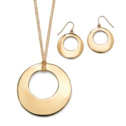 Toscana Collection Goldtone Open-Circle Necklace and Earring Set