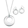 Toscana Collection Silvertone Open-Circle Necklace and Earring Set