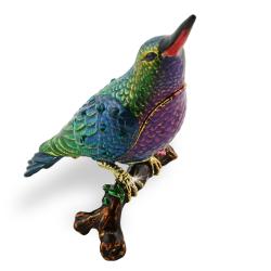 Objet d'art 'The Colorful Puffleg' Hummingbird Trinket Box