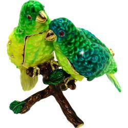 Objet d'Art 'Parakeet Pals' Two Birds in a Tree Trinket Box
