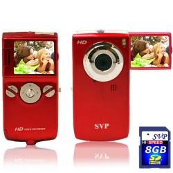 SVP Red High Definiton Digital Camcorder and 8GB SD Card