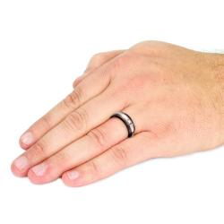 Men's Tungsten Carbide Black Two-tone Cubic Zirconia Domed Ring (8 mm)