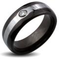 Men's Tungsten Carbide Black Two-tone Cubic Zirconia Domed Ring (8 mm)