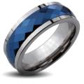 Men's Tungsten Carbide Blue Multi-faceted Spinner Ring (8 mm)