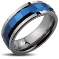 Tungsten Carbide Blue Multi-faceted Square Cut Spinner Ring