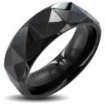 Tungsten Carbide Black-plated Triangular Prism-Cut Ring (8mm)