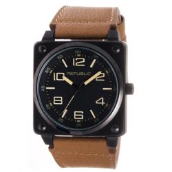 Republic Men's Leather Strap Aviation Watch