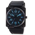 Republic Men's All Black Leather Strap Aviation Watch