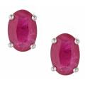 Dyach 14k White Gold Thai Ruby Stud Earrings