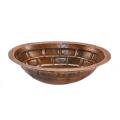 Oval Stacked Stone Under Counter Copper Bathroom Sink