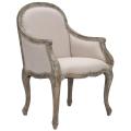 Arles Beige/ Antiqued Oak Finish Nailhead Arm Chair