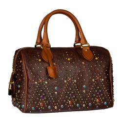 Etro Brown Studded Bowler Handbag