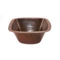 Square Hammered Copper Bar/ Prep Sink with 3.5-inch Drain