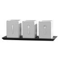 Towle Living Ceramic Caddy on Wood Tray (3-piece)