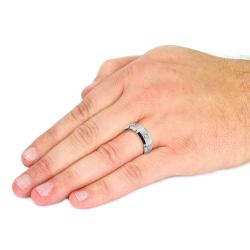 Men's Tungsten Carbide Cubic Zirconia Grooved and Brushed Ring (8 mm)