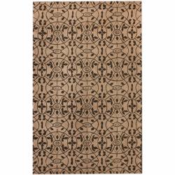 Handmade Luna Moroccan Trellis Beige Wool Rug (7'6 x 9'6)