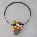 Green Sandstone Cluster Cotton Choker Necklace (Thailand)