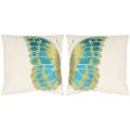 Majestic Butterfly 18-inch Cream/ Blue Decorative Pillows (Set of 2)