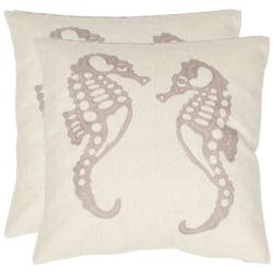 Seahorse 18-inch Cream/ Taupe Decorative Pillows (Set of 2)